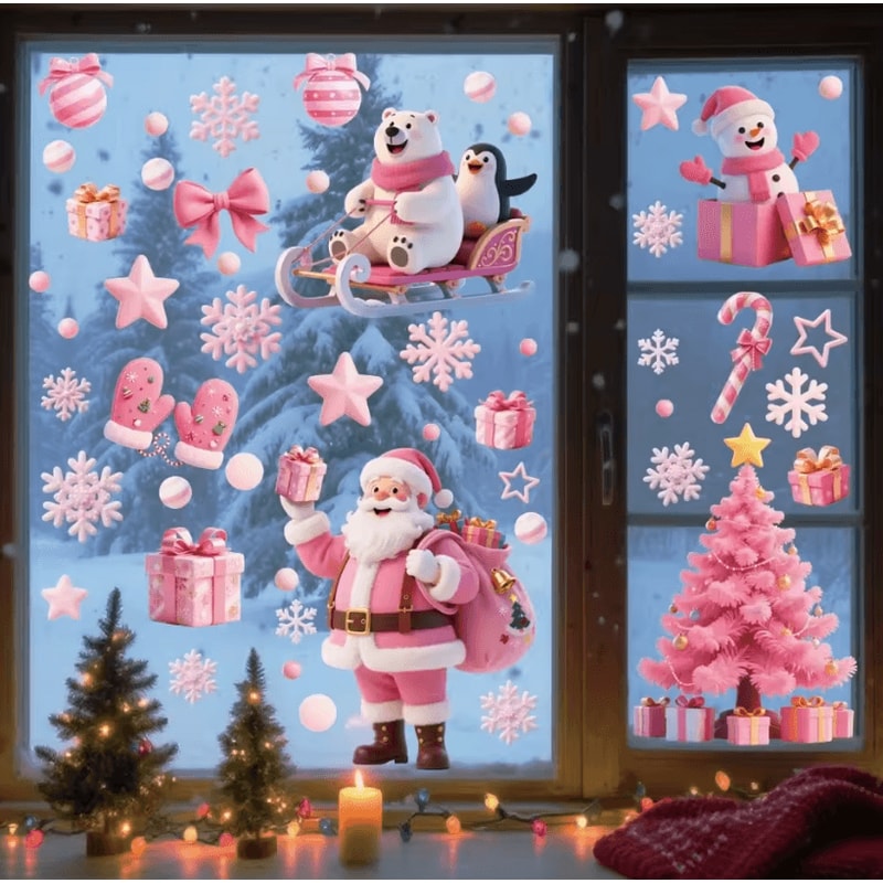 Festive Christmas Window Stickers Santa Claus Snowman Stickers And Holiday Door Decorations With C 1