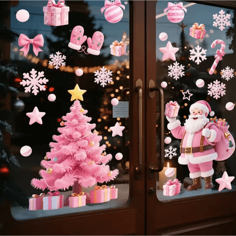 Festive Christmas Window Stickers Santa Claus Snowman Stickers And Holiday Door Decorations With C 2