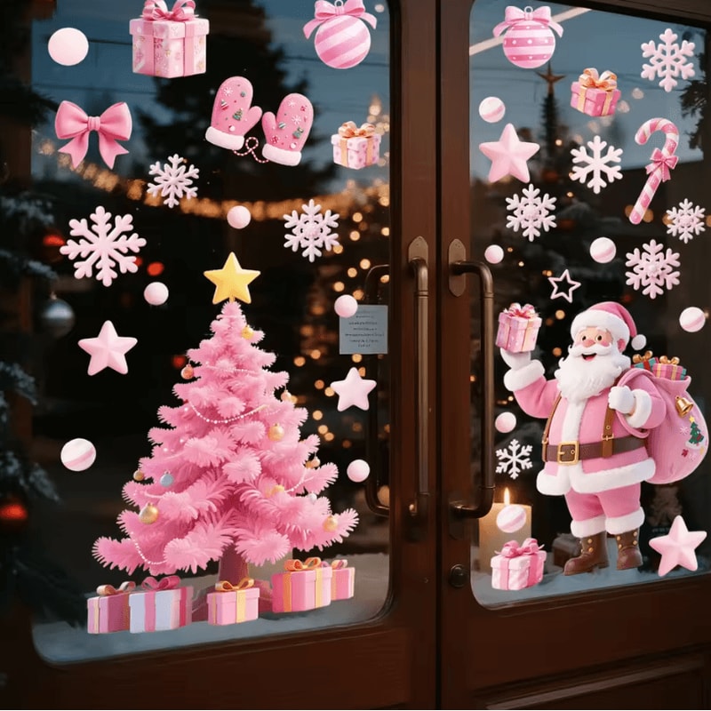 Festive Christmas Window Stickers Santa Claus Snowman Stickers And Holiday Door Decorations With C 2