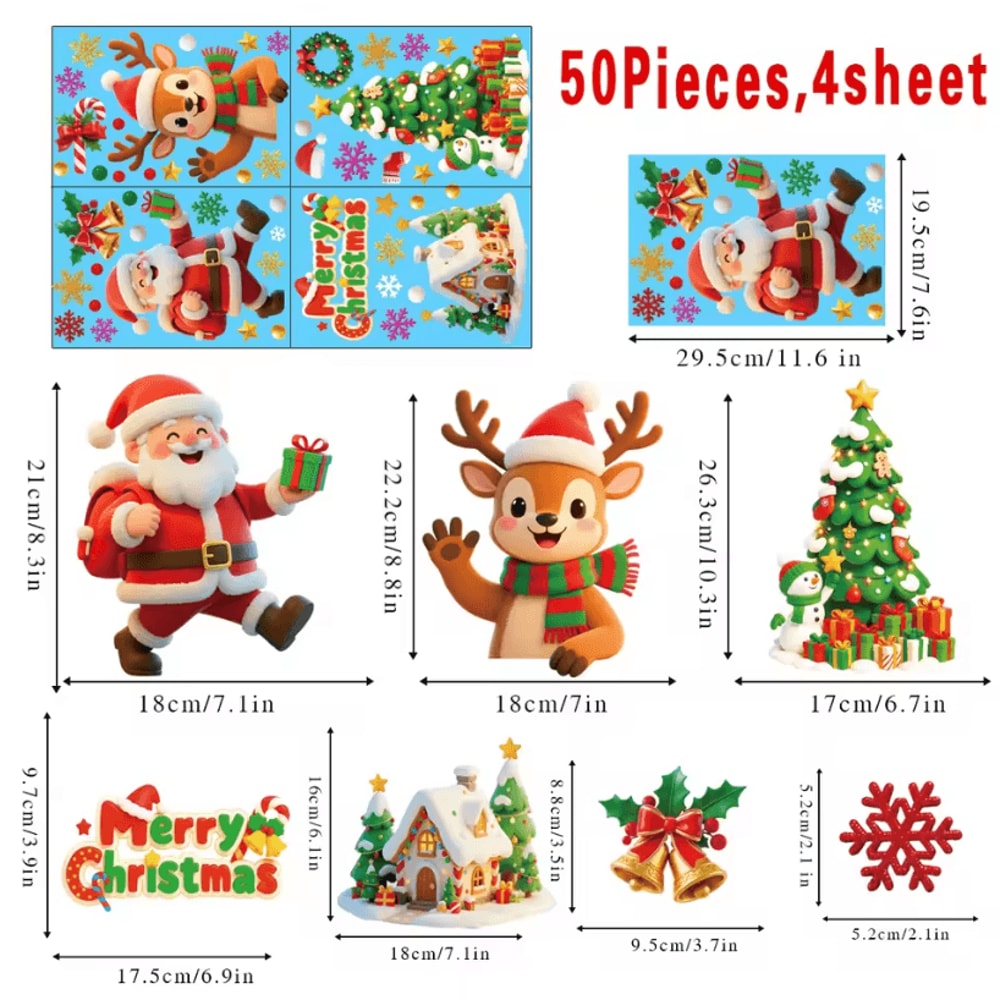 Festive Christmas Window Stickers Santa Claus Snowman Stickers And Holiday Door Decorations With C 4