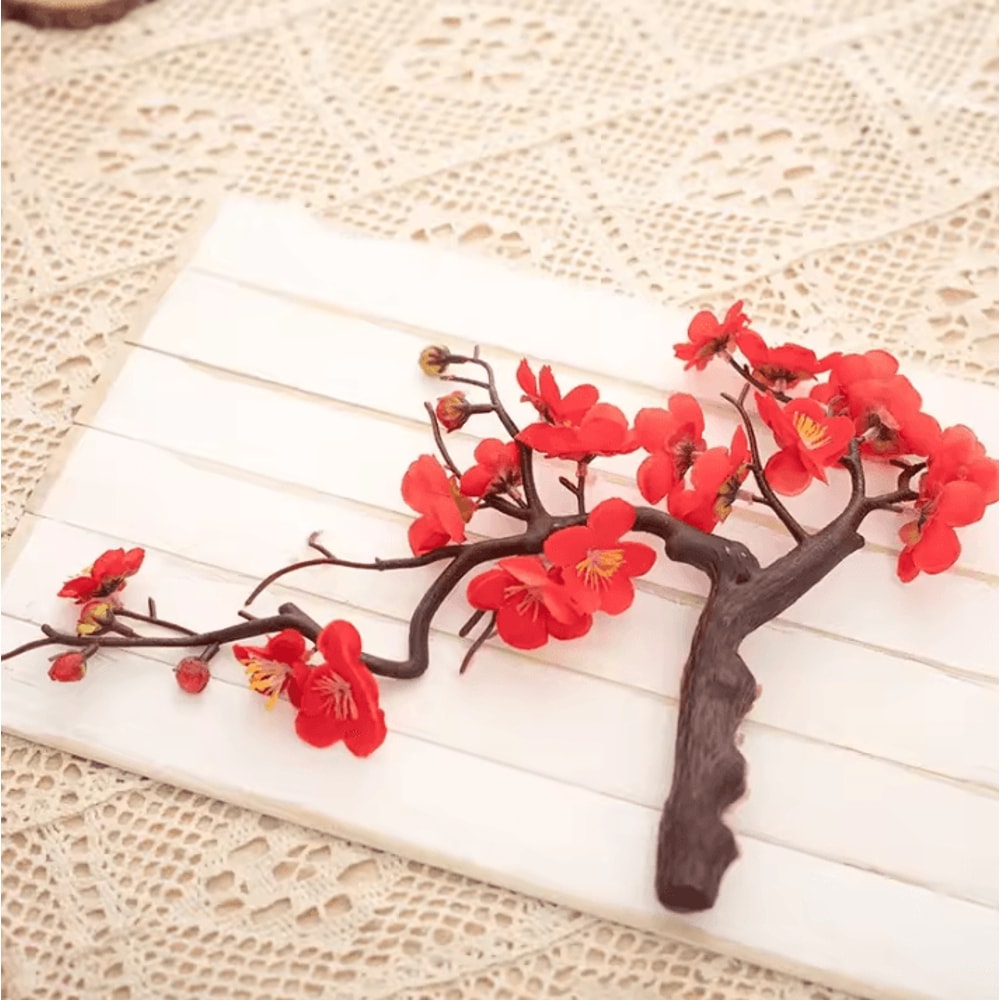 Lifelike Artificial Cherry Blossom Flowers Silk Plum Blossom Stems For Wedding Table Decorations A 7