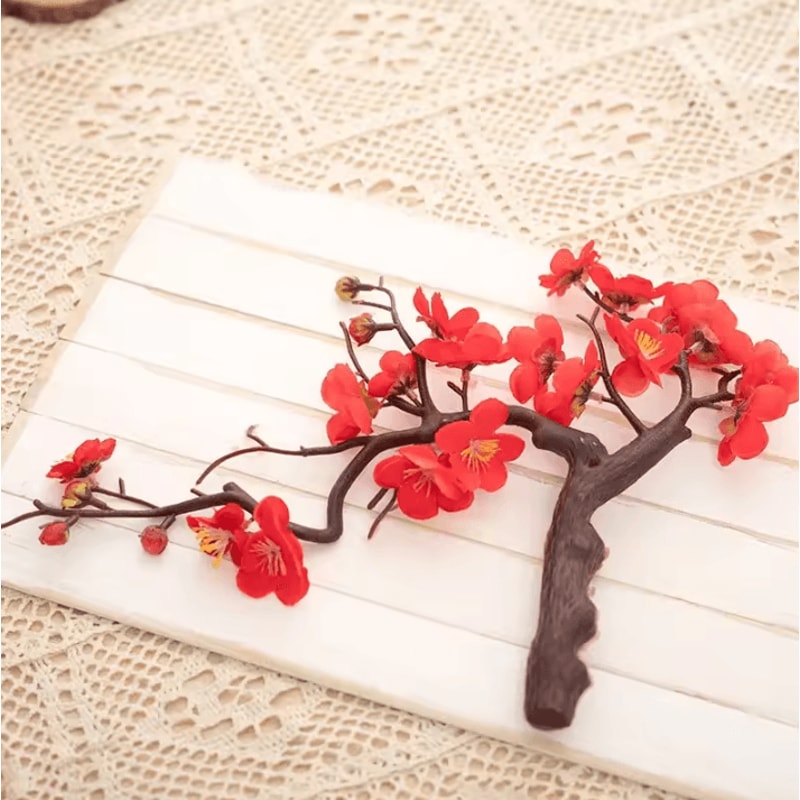 Lifelike Artificial Cherry Blossom Flowers Silk Plum Blossom Stems For Wedding Table Decorations A 7