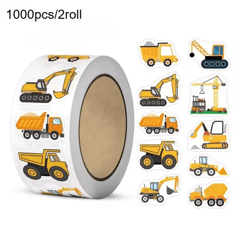 1000 Pieces Construction Vehicle Stickers Reusable SelfAdhesive Stickers For DIY Craft Stickers 0