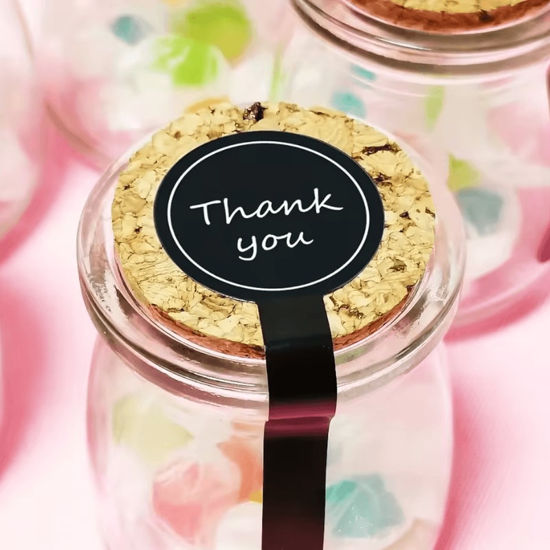 Black Thank You Stickers Long Sealing Label Stickers 394 By 118 Inches For Pudding Bottle Stickers 2
