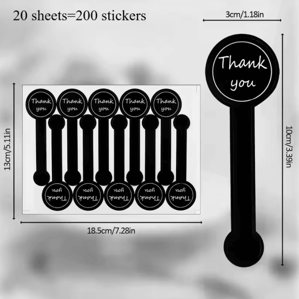 Black Thank You Stickers Long Sealing Label Stickers 394 By 118 Inches For Pudding Bottle Stickers 7