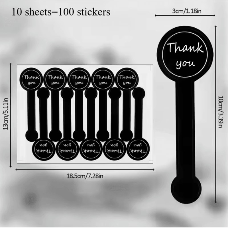 Black Thank You Stickers Long Sealing Label Stickers 394 By 118 Inches For Pudding Bottle Stickers 6