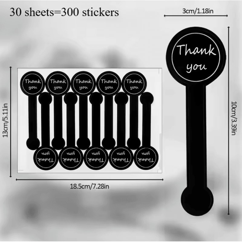 Black Thank You Stickers Long Sealing Label Stickers 394 By 118 Inches For Pudding Bottle Stickers 8
