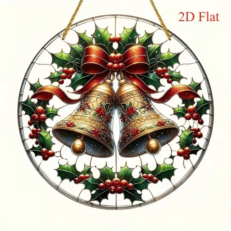 2 Piece Christmas Bell Ornaments Acrylic Holiday Decorations 2D Flat Hanging Ornaments For Room An 4