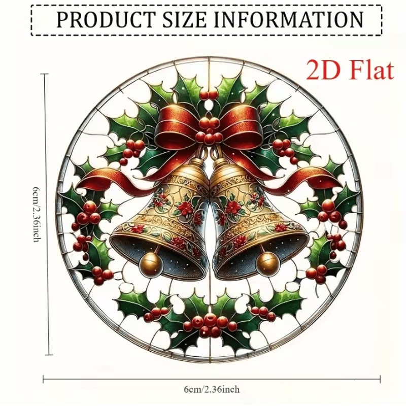 2 Piece Christmas Bell Ornaments Acrylic Holiday Decorations 2D Flat Hanging Ornaments For Room An 5