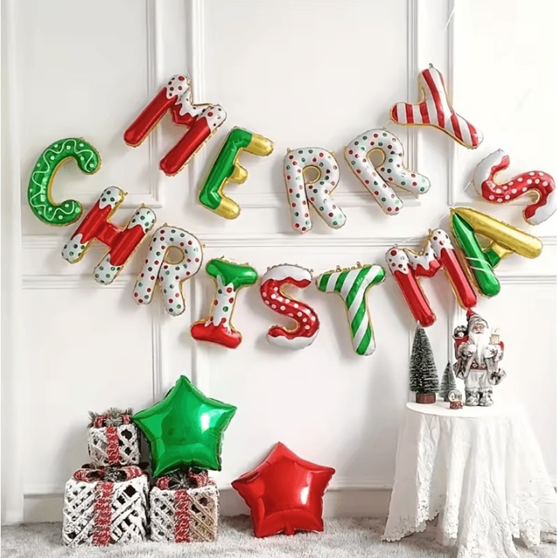 14pcs 16Inch Merry Christmas Balloon Banner Set Aluminum Foil Christmas Party Decorations For Indoo 0