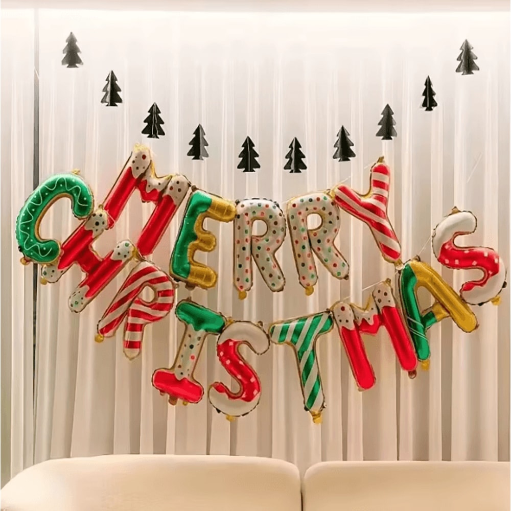 14pcs 16Inch Merry Christmas Balloon Banner Set Aluminum Foil Christmas Party Decorations For Indoo 3