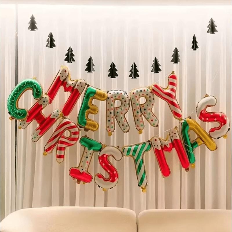 14pcs 16Inch Merry Christmas Balloon Banner Set Aluminum Foil Christmas Party Decorations For Indoo 3