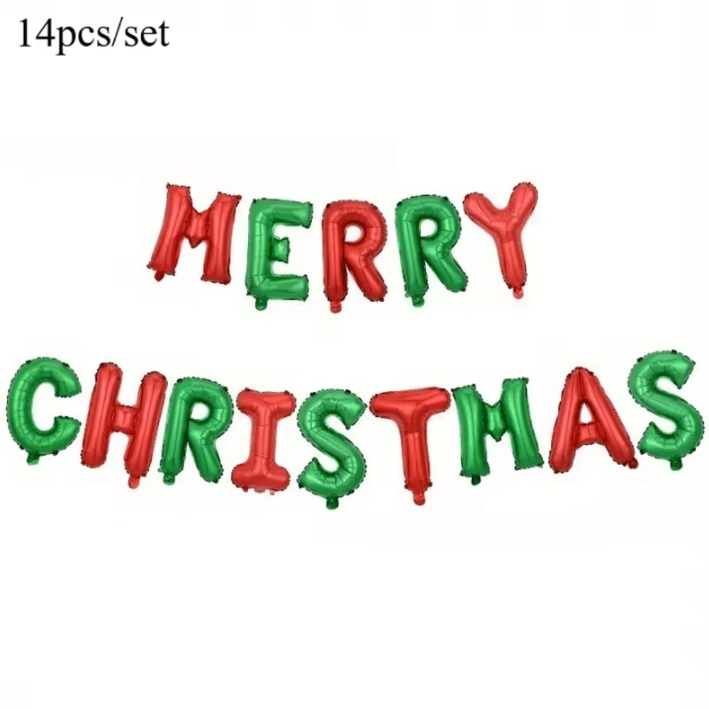 14pcs 16Inch Merry Christmas Balloon Banner Set Aluminum Foil Christmas Party Decorations For Indoo 5