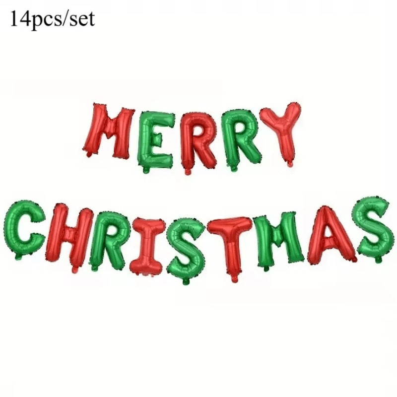 14pcs 16Inch Merry Christmas Balloon Banner Set Aluminum Foil Christmas Party Decorations For Indoo 5