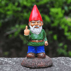 1pc outdoor funny garden gnome statue resin middle finger yard ornament for garden and lawn decor