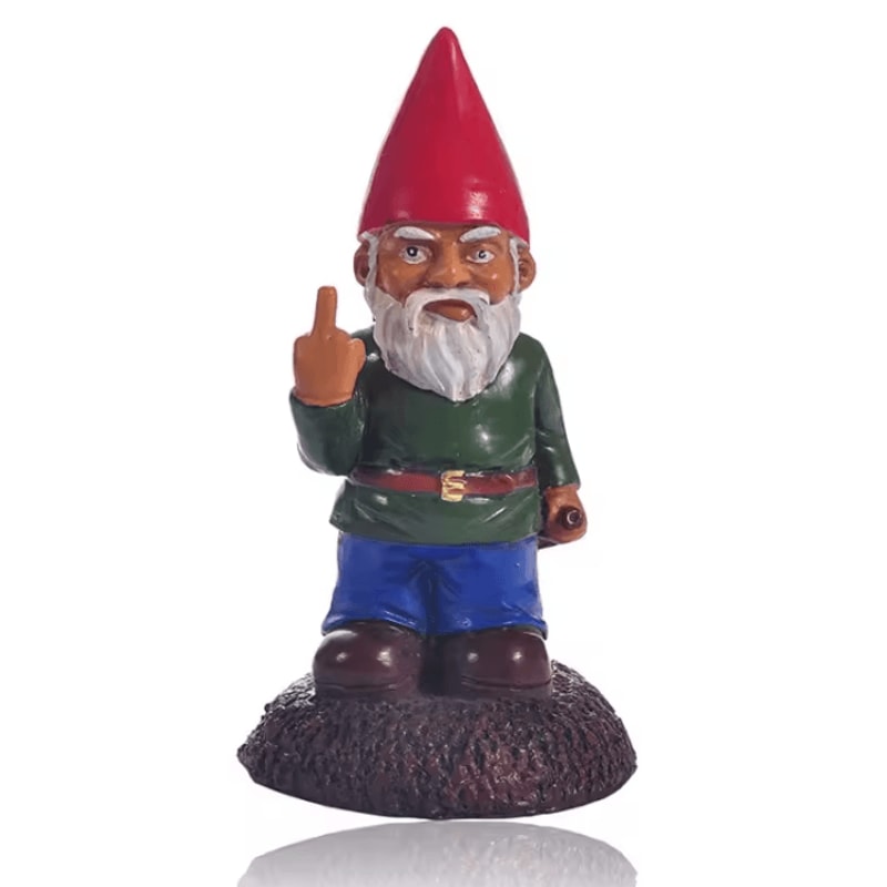 1Pc Outdoor Funny Garden Gnome Statue Resin Middle Finger Yard Ornament For Garden And Lawn Decor 5