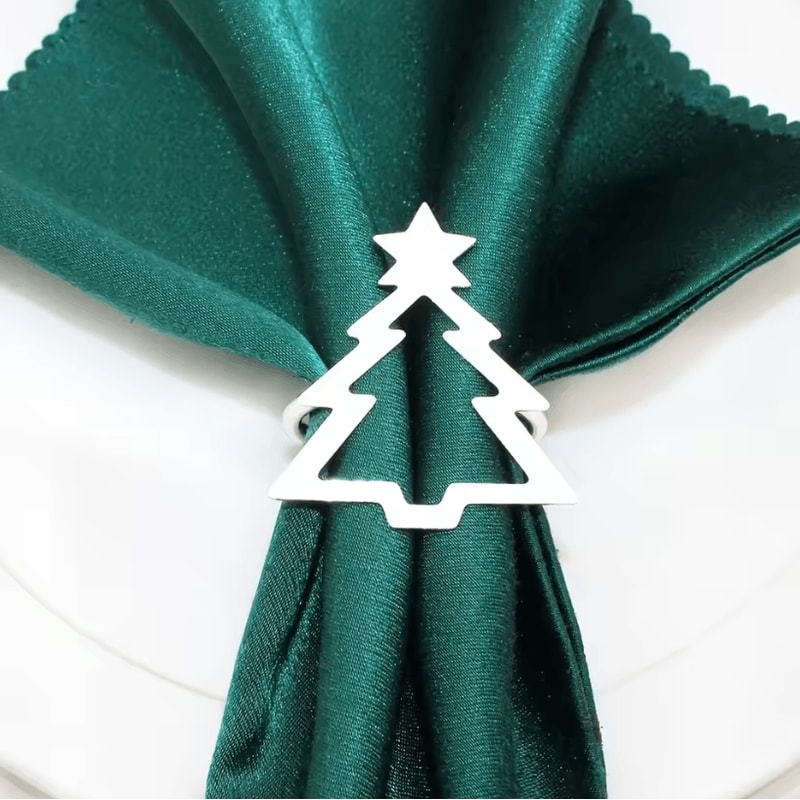 Christmas Curtain Rings Hollow Out Xmas Tree Curtain Holder And Golden Serviette Buckles For Holida 4