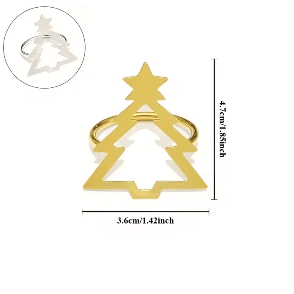 Christmas Curtain Rings Hollow Out Xmas Tree Curtain Holder And Golden Serviette Buckles For Holida 5