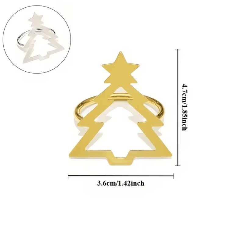 Christmas Curtain Rings Hollow Out Xmas Tree Curtain Holder And Golden Serviette Buckles For Holida 5