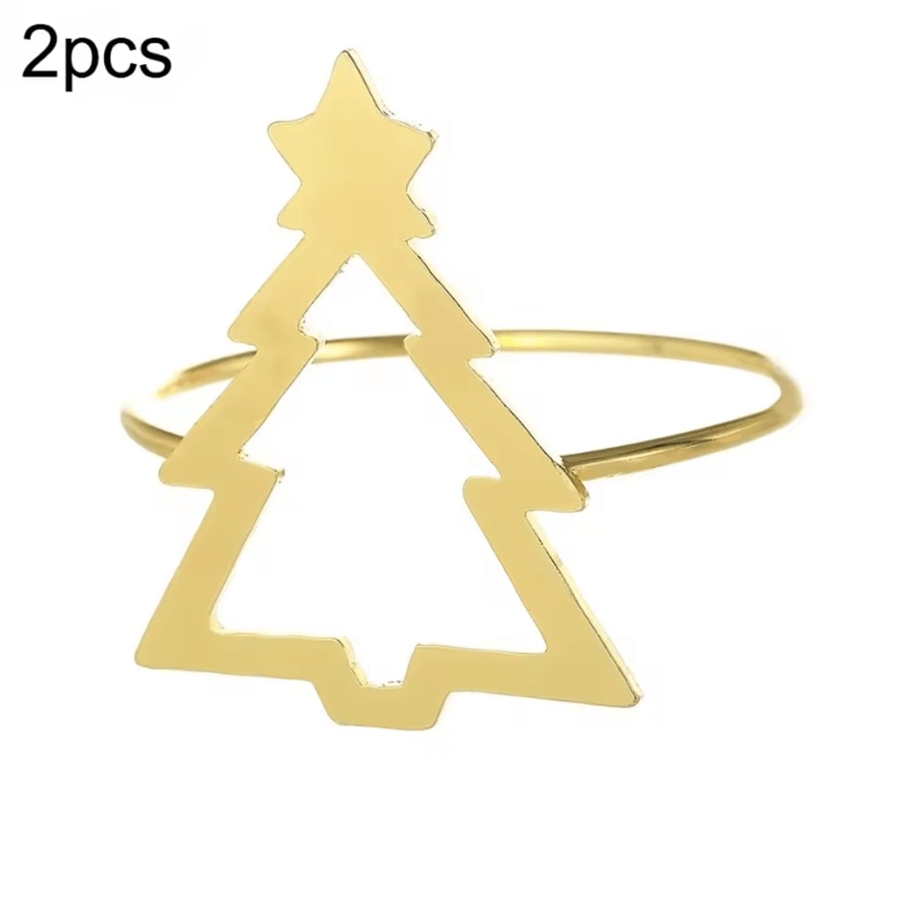 Christmas Curtain Rings Hollow Out Xmas Tree Curtain Holder And Golden Serviette Buckles For Holida 6