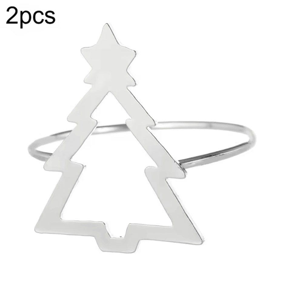 Christmas Curtain Rings Hollow Out Xmas Tree Curtain Holder And Golden Serviette Buckles For Holida 7