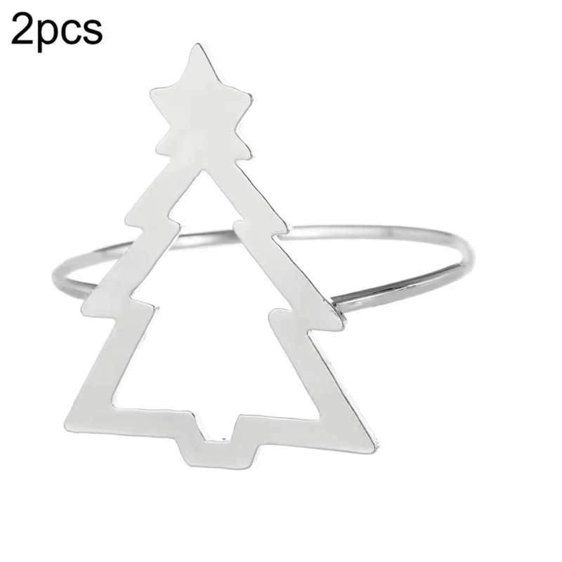 Christmas Curtain Rings Hollow Out Xmas Tree Curtain Holder And Golden Serviette Buckles For Holida 7