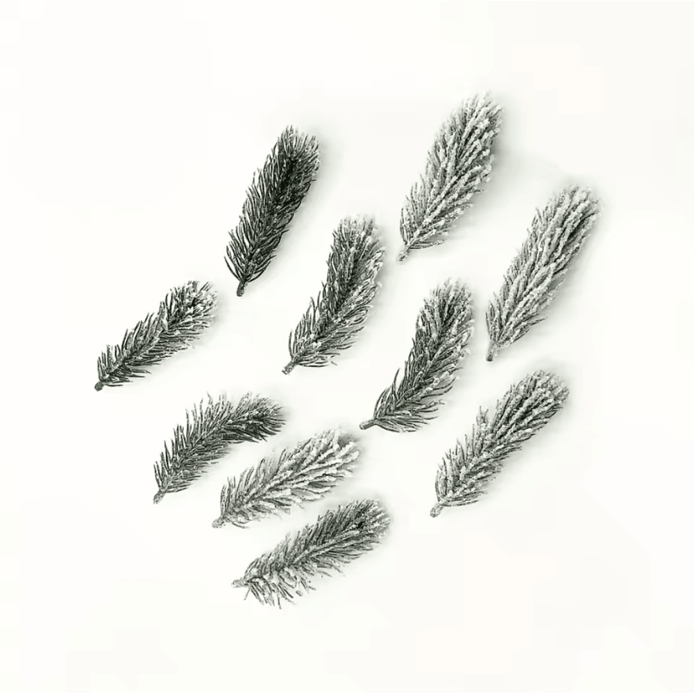 20Pcs Artificial Pine Branches White Flocking Christmas Tree Decoration For Festive Home And Party 3