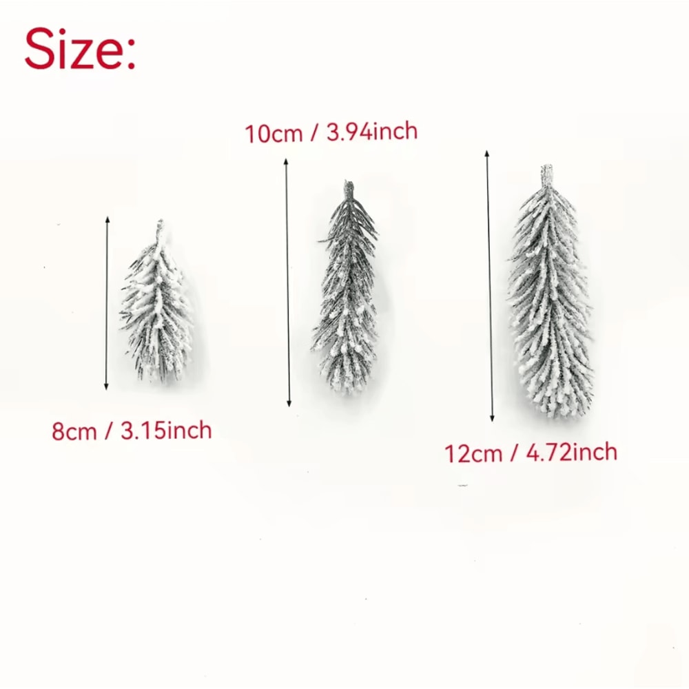 20Pcs Artificial Pine Branches White Flocking Christmas Tree Decoration For Festive Home And Party 5