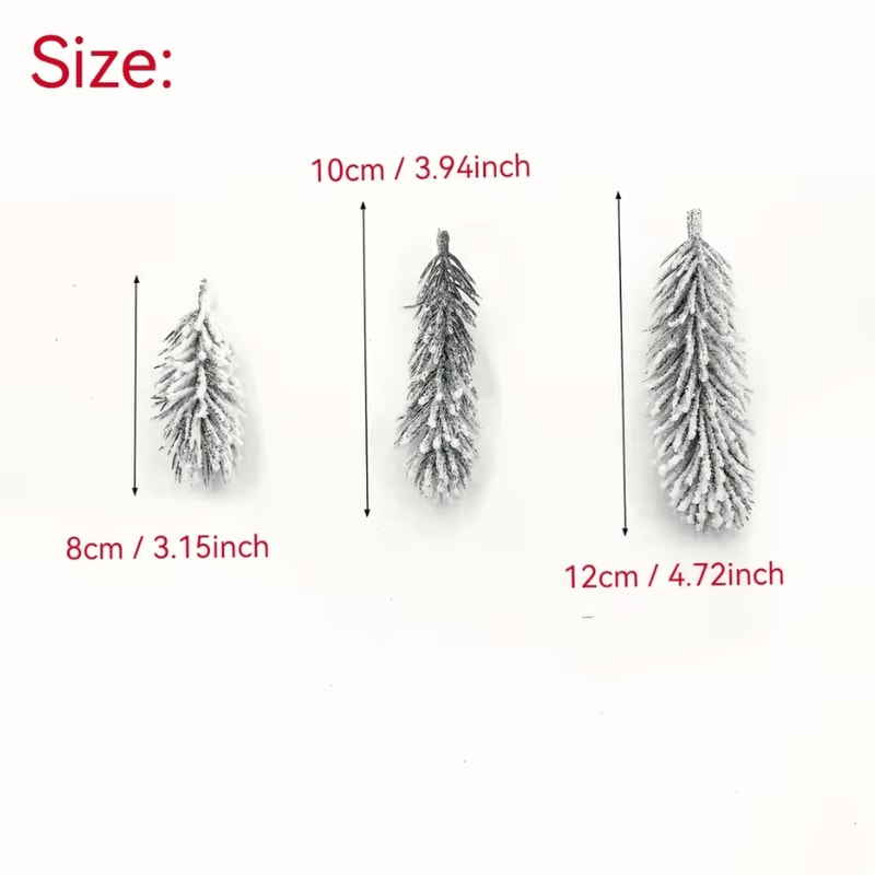 20Pcs Artificial Pine Branches White Flocking Christmas Tree Decoration For Festive Home And Party 5