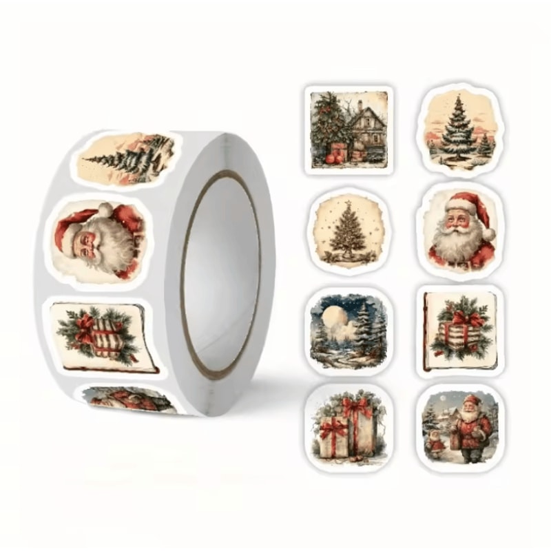 250pcs Christmas Stickers Vintage Self Adhesive Festive Craft Supplies For Scrapbooking Gift Wrappi 0