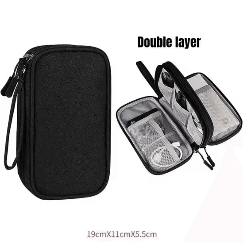 Digital Accessories Organizer Bag SingleDouble Layer Portable Cable Storage Pouch For Tech Accessor 9