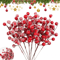 20pcs Artificial Red Berries Stems With Frosted Snow For Christmas Tree Decorations And Festive Hol 0