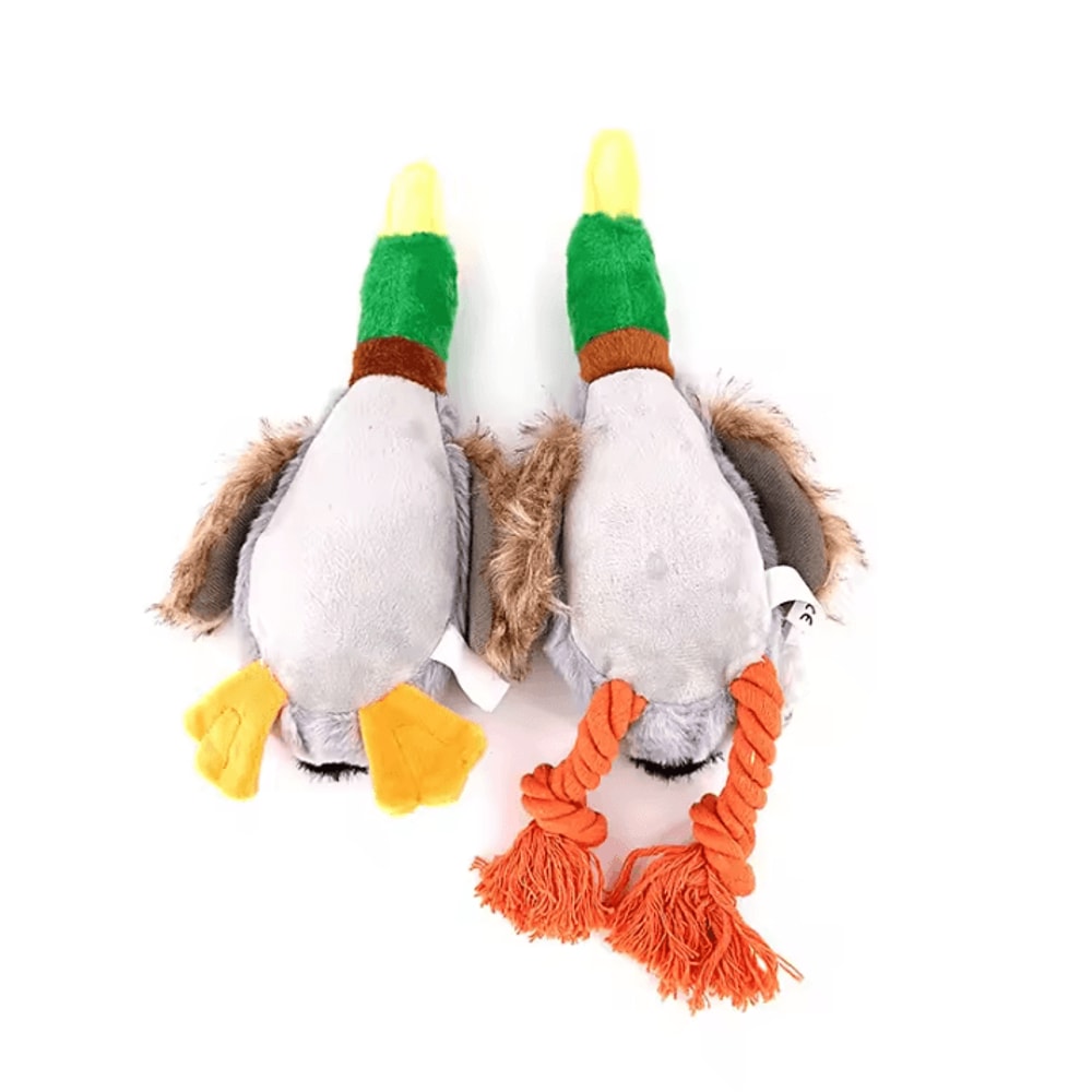 Plush Squeaky Dog Toy Cute Duck With Rope For Chewing And Tooth Cleaning Pet Accessories 4