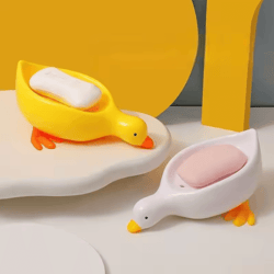 self-draining self-draining soap tray cute duck-shaped creative rack for bathroom, kitchen, tub and sink