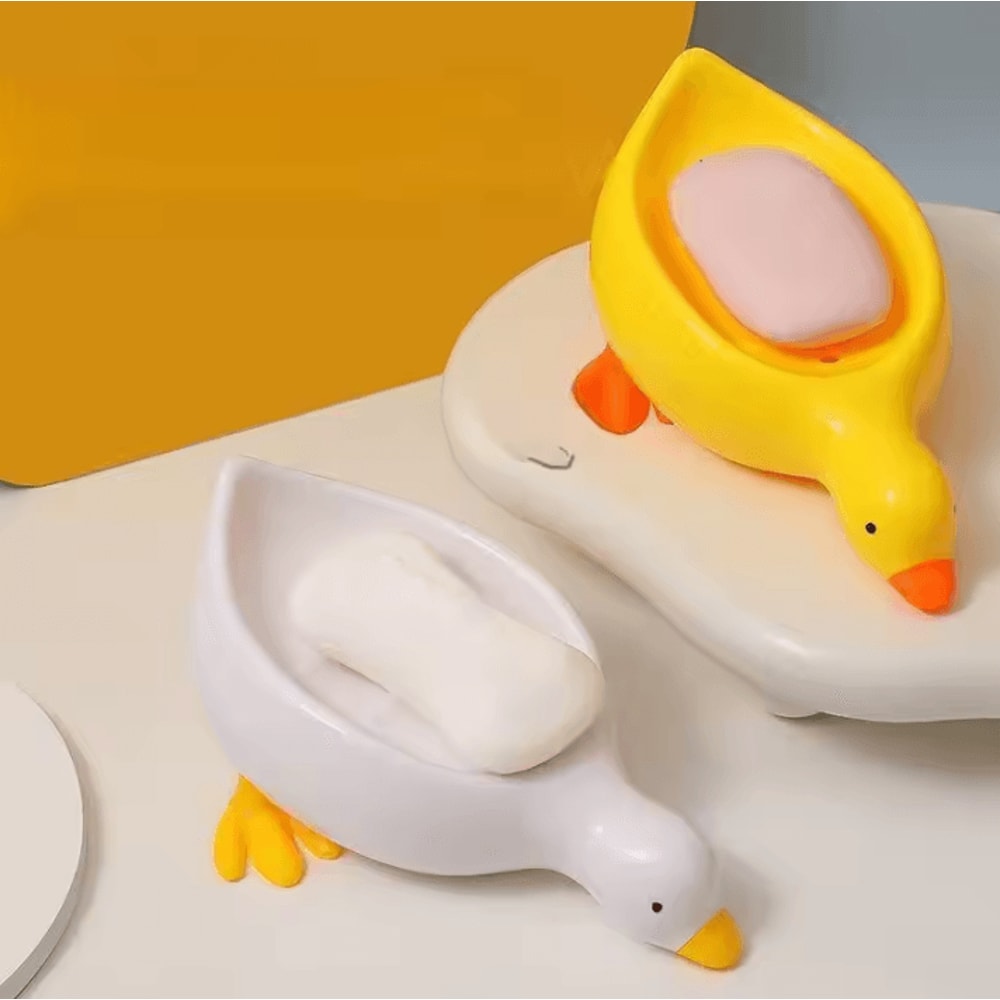 SelfDraining SelfDraining Soap Tray Cute DuckShaped Creative Rack For Bathroom Kitchen Tub And Sink 1
