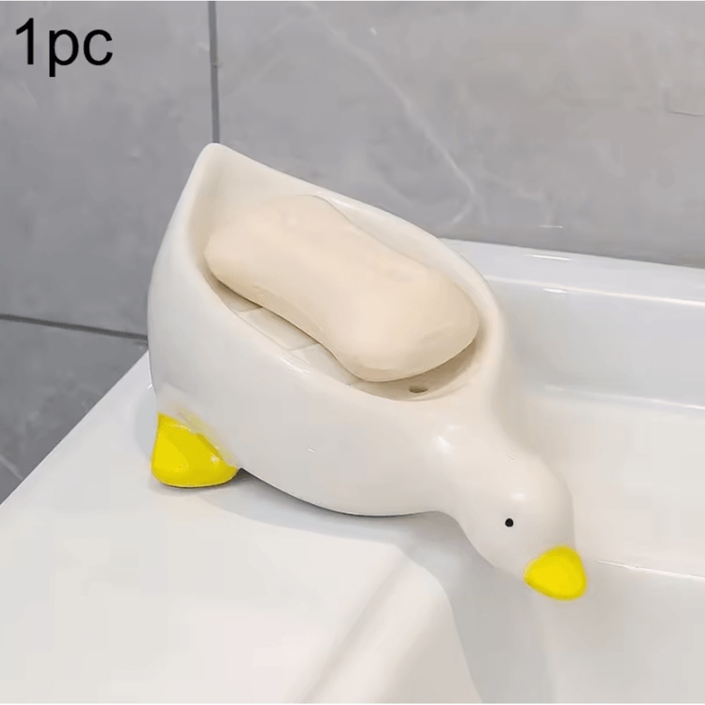 SelfDraining SelfDraining Soap Tray Cute DuckShaped Creative Rack For Bathroom Kitchen Tub And Sink 5