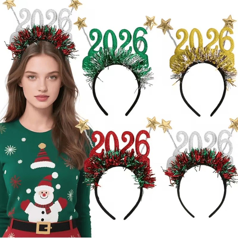 Christmas Headband Accessory Striped Glitter Hair Hoop In Red Green And Golden For Festive Party An 0