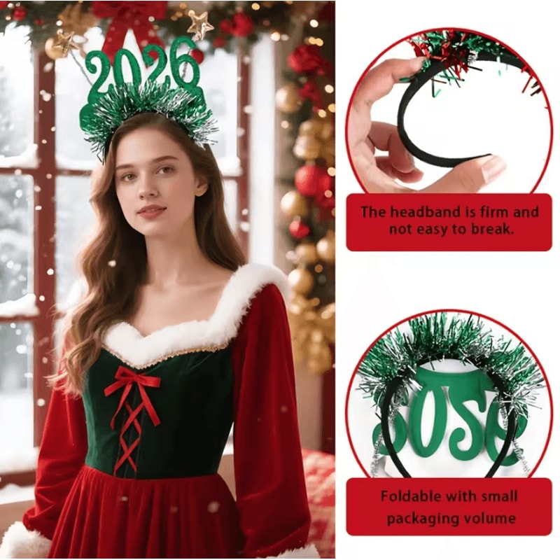 Christmas Headband Accessory Striped Glitter Hair Hoop In Red Green And Golden For Festive Party An 3