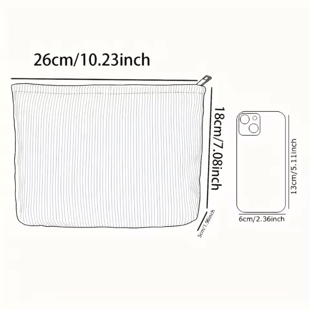 Starfish Coral Shell Pattern Printed Makeup Bag Corduroy Lightweight Zipper Pouch For MultiFunction 5