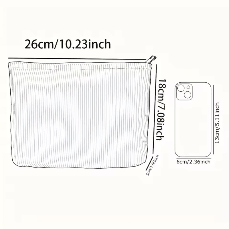 Starfish Coral Shell Pattern Printed Makeup Bag Corduroy Lightweight Zipper Pouch For MultiFunction 5