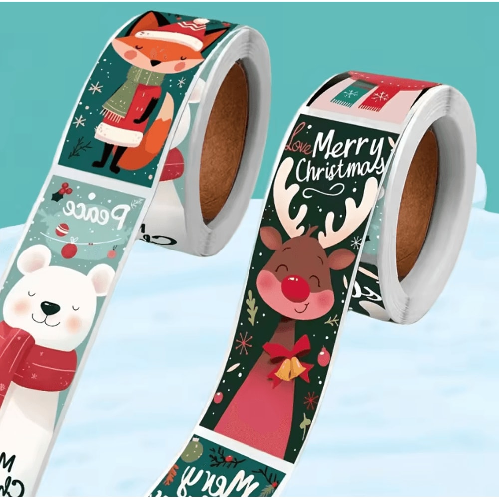 120pcs Christmas Stickers 1 By 3 Inches Festive Gift Wrapping Seal Stickers SelfAdhesive Holiday De 1