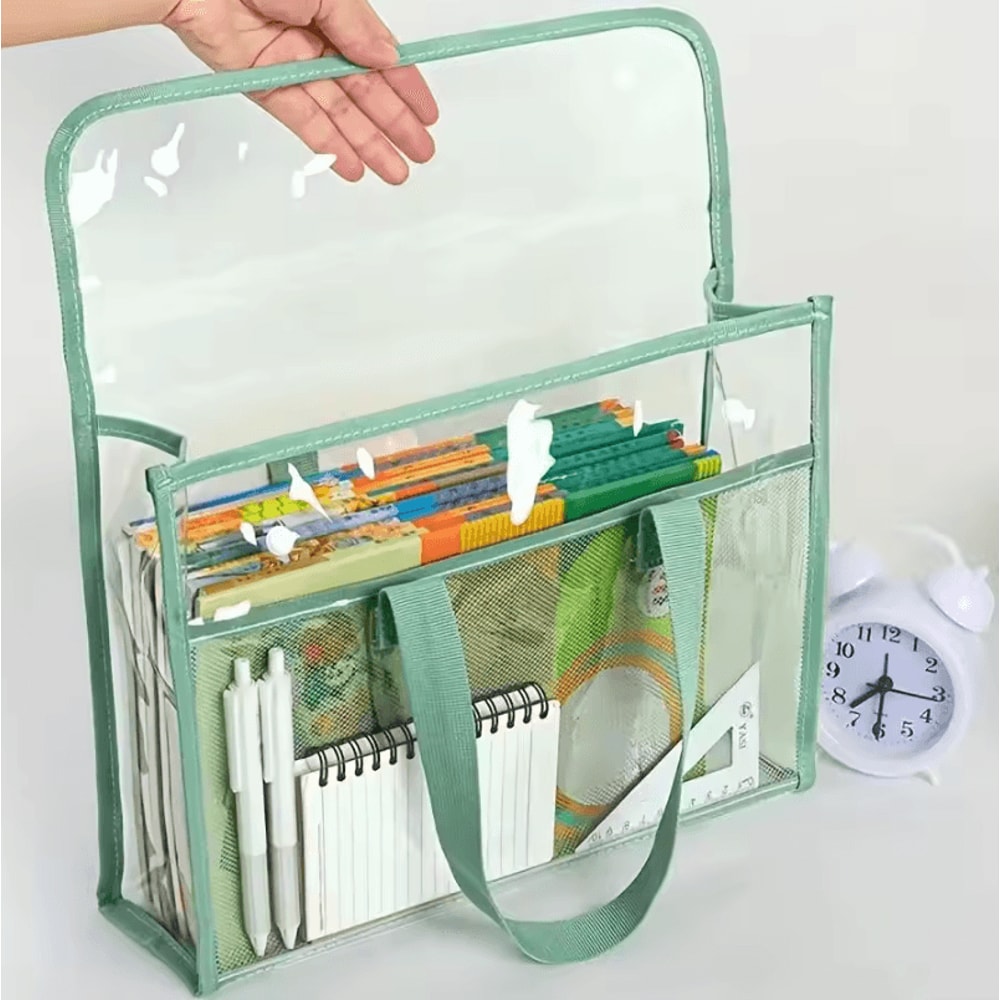 Large Capacity Portable File Organizer Transparent Handheld Expandable PVC Document Folder With Sel 1