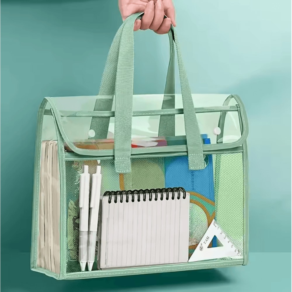 Large Capacity Portable File Organizer Transparent Handheld Expandable PVC Document Folder With Sel 3