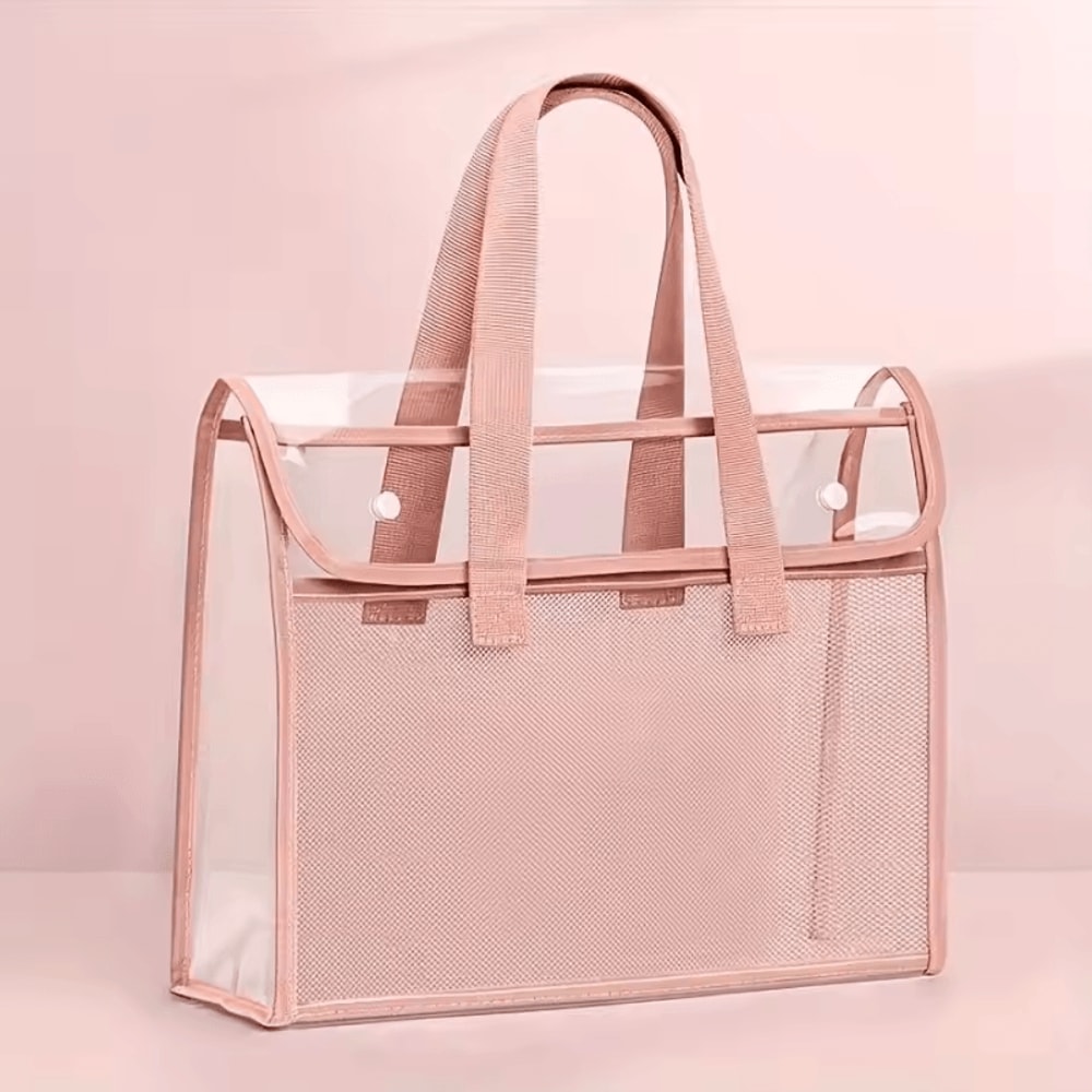 Large Capacity Portable File Organizer Transparent Handheld Expandable PVC Document Folder With Sel 4