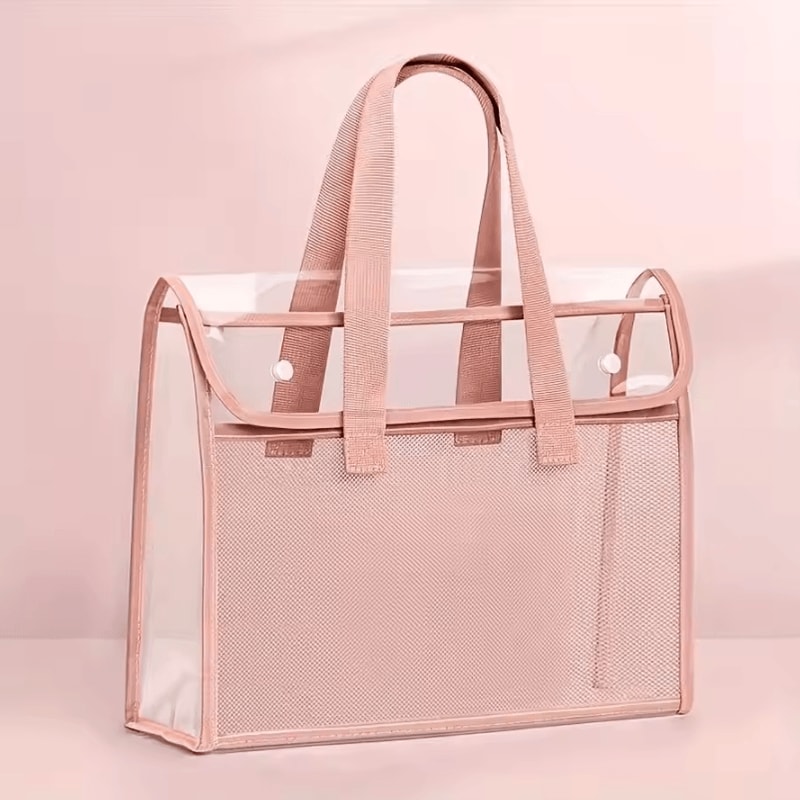 Large Capacity Portable File Organizer Transparent Handheld Expandable PVC Document Folder With Sel 4