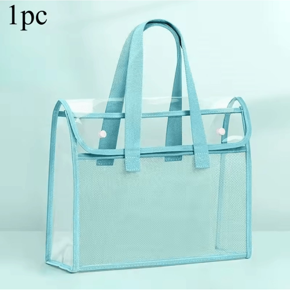 Large Capacity Portable File Organizer Transparent Handheld Expandable PVC Document Folder With Sel 7