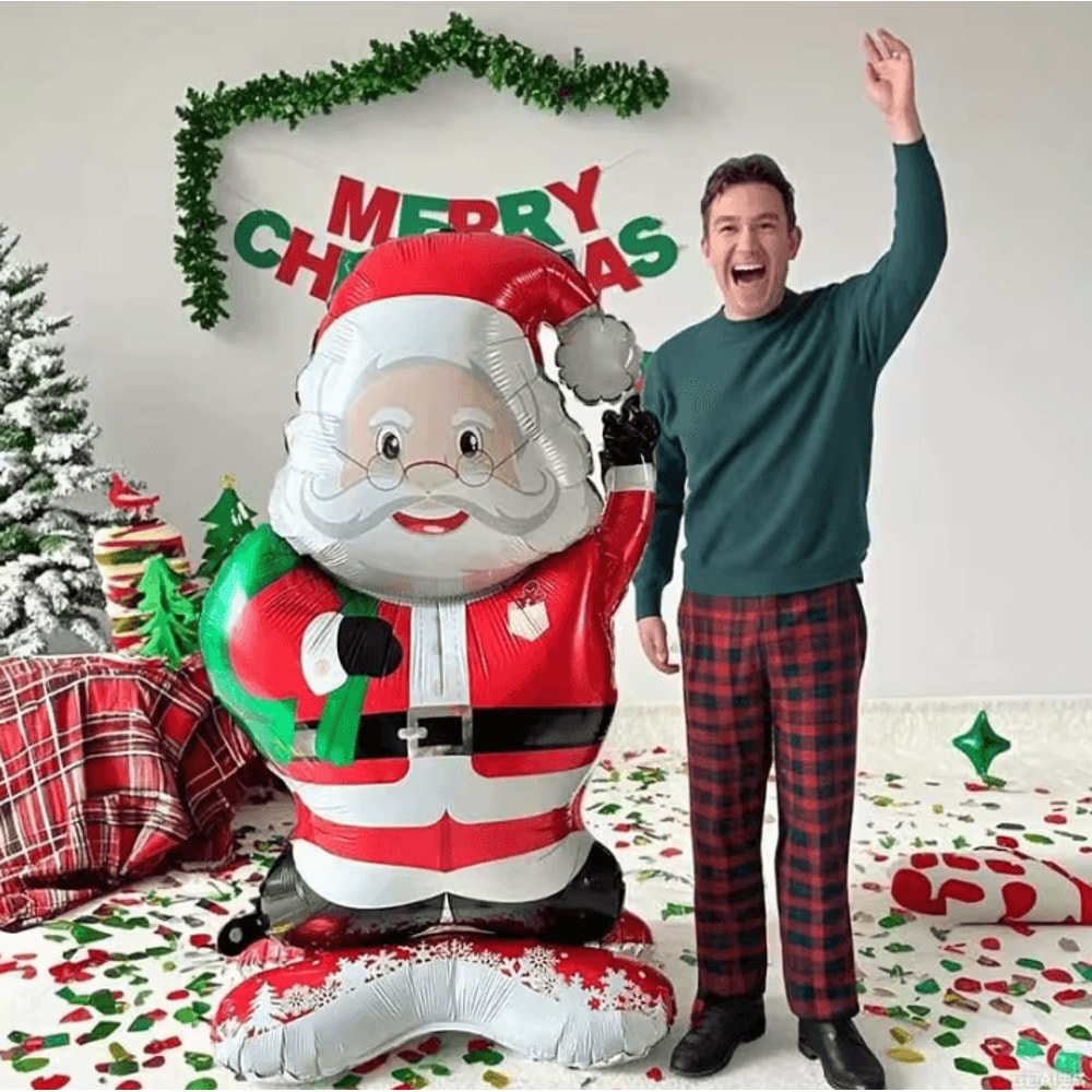Standing Santa Claus Foil Balloon Christmas Home And Party Decoration Aluminum Foil Festive Outdoor 0