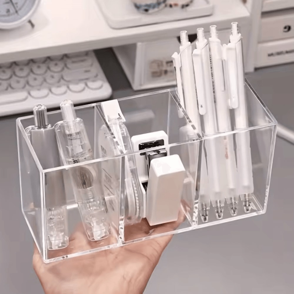 1pc Transparent Transparent Makeup Organizer Cosmetic Storage Holder For Lipstick Brushes Skincare 1