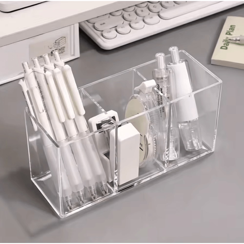 1pc Transparent Transparent Makeup Organizer Cosmetic Storage Holder For Lipstick Brushes Skincare 2