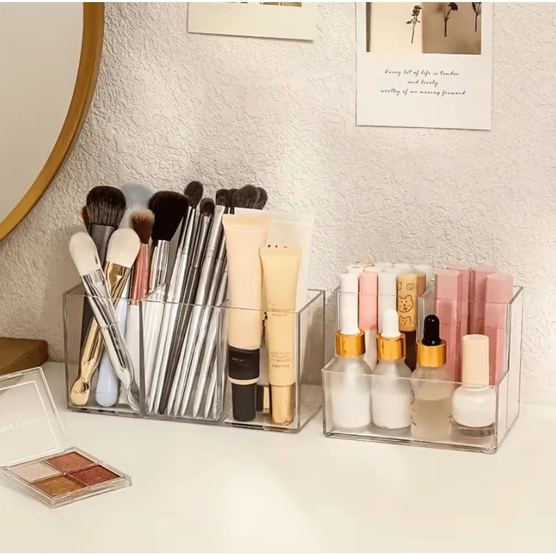 1pc Transparent Transparent Makeup Organizer Cosmetic Storage Holder For Lipstick Brushes Skincare 4